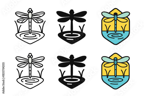 Dragonfly Art Evolution. Dragonfly Pond Wing, symbolic natural emblem uniting flight, reflection, and the elegance of air and