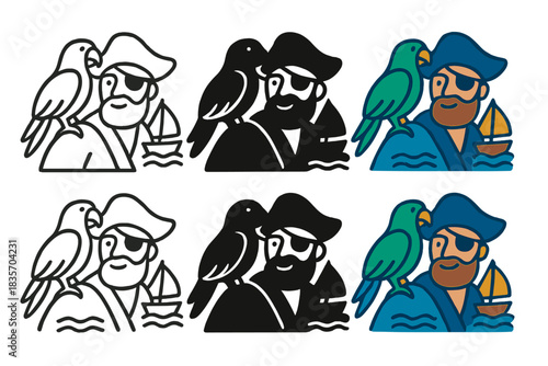 Parrot Pirate Adventure. Parrot Pirate Shoulder, harmonious maritime motif representing adventure, trust, and vivid motion, first