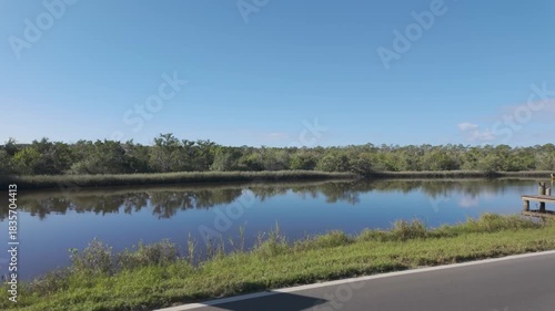 Driving along the beach road in Flagler Beach, Florida.