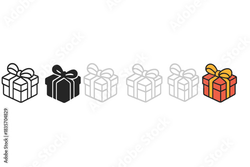 Stylish Jewelry Boxes. Small jewelry box tied with elegant satin ribbon first in line style with thin outline, second in solid