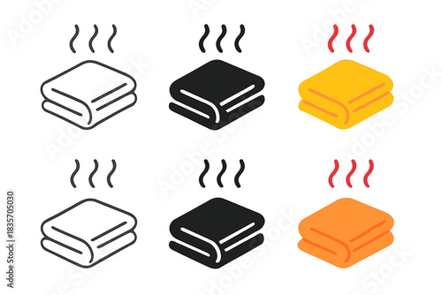 Stylish Blanket Designs. Blanket Fold Warmth first in line style with thin outline, second in solid style filled shape, third in