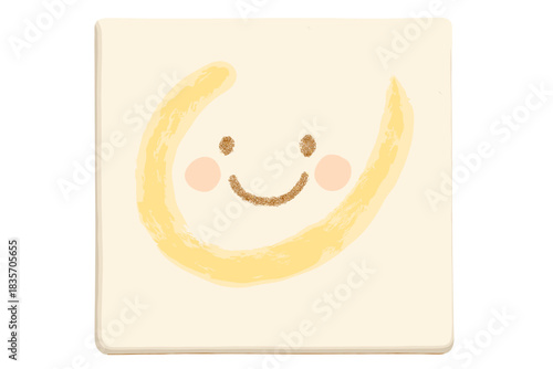 Smiling Brushstroke Delight. A cheerful canvas with a smiling single perfect brushstroke, soft pastel doodle style, No text, No