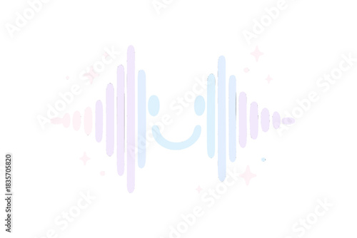 Sparkling Voice Waveform. A smiling voice waveform emitting tiny playful sparks, gentle pastel accents, No text, No labels,