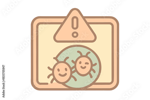 Winking Bug Icon. A cute "pest detection" early warning icon with winking bug symbols, soft harmonious pastel palette, No text, No