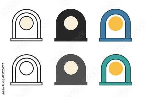 Unified Celestial Harmony. Abstract interpretation of moon gate and full moon merging as one circle, symbolic unity of nature,