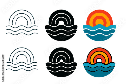 Harmonious Motion Patterns. Abstract pattern combining curved ripples and linear arcs symbolizing harmony of motion and stillness,