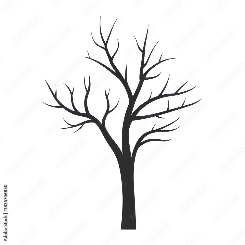 Obraz premium Hand drawn naked tree silhouette 