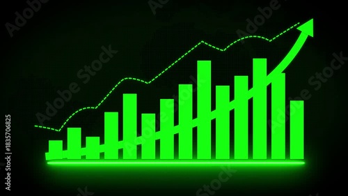 Neon Bar Chart Growth Analytics Glow Animation 4K