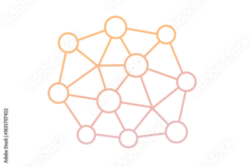 Harmonic Gradient Connections. Line style icons of gradient connection design: smooth flow from light to rich tone, circular nodes