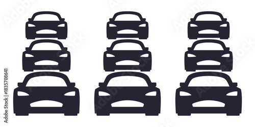 Cars icon set, transport flow, traffic jam symbol, auto automobile sign
