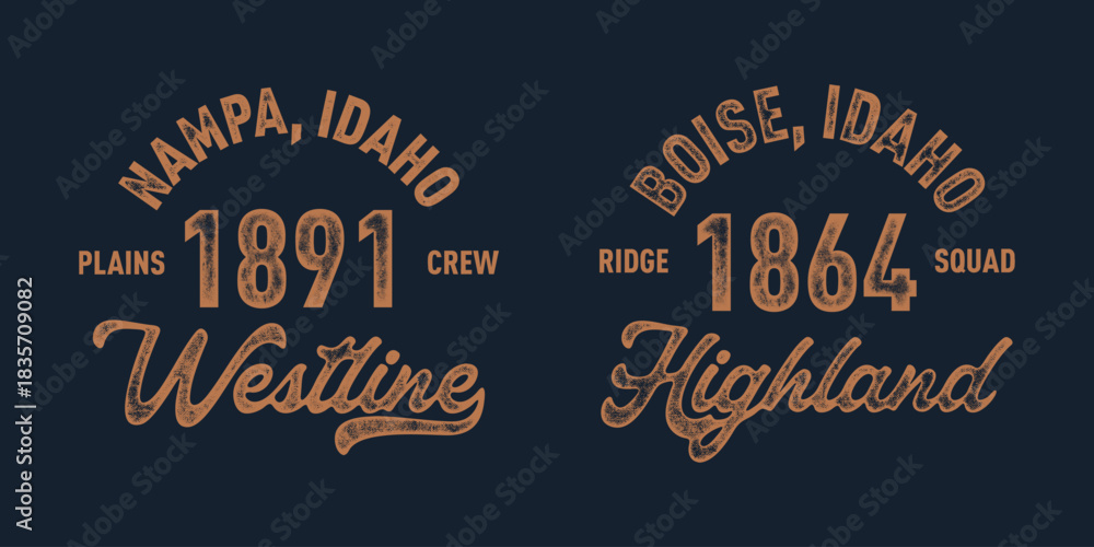 Fototapeta premium T-shirt stamp graphic, Idaho Sport wear typography emblem Nampa, Boise vintage tee print, athletic apparel design shirt graphic print