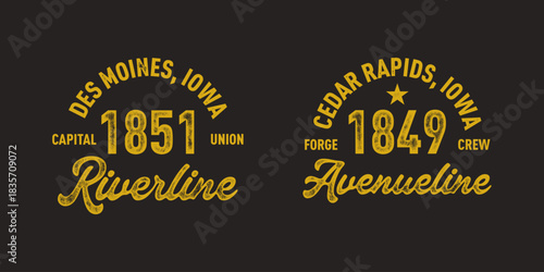 T-shirt stamp graphic, Iowa Sport wear typography emblem Des Moines, Cedar Rapids vintage tee print, athletic apparel design shirt graphic print