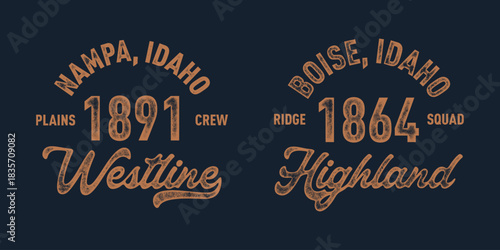 T-shirt stamp graphic, Idaho Sport wear typography emblem Nampa, Boise vintage tee print, athletic apparel design shirt graphic print