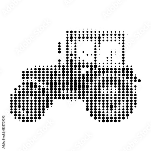 Tractor dotted vector icon isolated background
