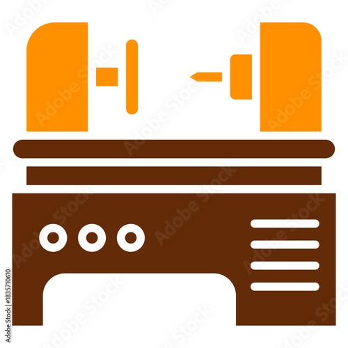 Lathe Machine Dual Tone Color Icon, Mini Illustration Relate To Carpentry, Wood Industry. Use For Modern Concept, Ui, Ux Web And App Development.