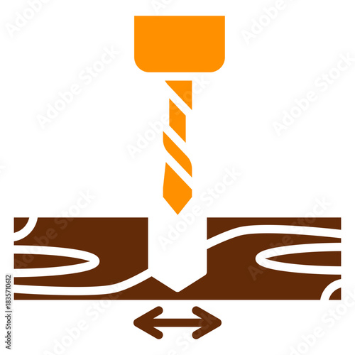 Kerf Width Dual Tone Color Icon, Mini Illustration Relate To Carpentry, Wood Industry. Use For Modern Concept, Ui, Ux Web And App Development.