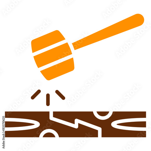 Mallet Dual Tone Color Icon, Mini Illustration Relate To Carpentry, Wood Industry. Use For Modern Concept, Ui, Ux Web And App Development.