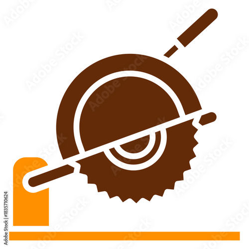 Electric Saw Dual Tone Color Icon, Mini Illustration Relate To Carpentry, Wood Industry. Use For Modern Concept, Ui, Ux Web And App Development.