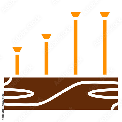 Nail Dual Tone Color Icon, Mini Illustration Relate To Carpentry, Wood Industry. Use For Modern Concept, Ui, Ux Web And App Development.