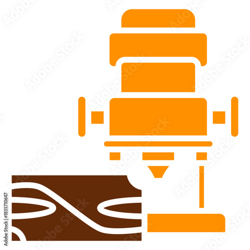 Wood Router Dual Tone Color Icon, Mini Illustration Relate To Carpentry, Wood Industry. Use For Modern Concept, Ui, Ux Web And App Development.