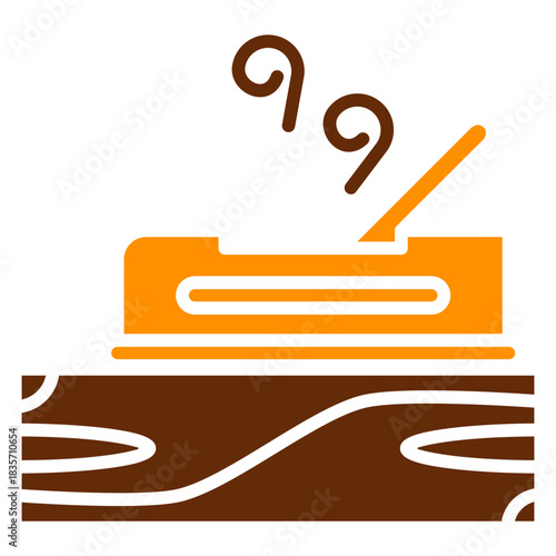 Wood Plane Dual Tone Color Icon, Mini Illustration Relate To Carpentry, Wood Industry. Use For Modern Concept, Ui, Ux Web And App Development.