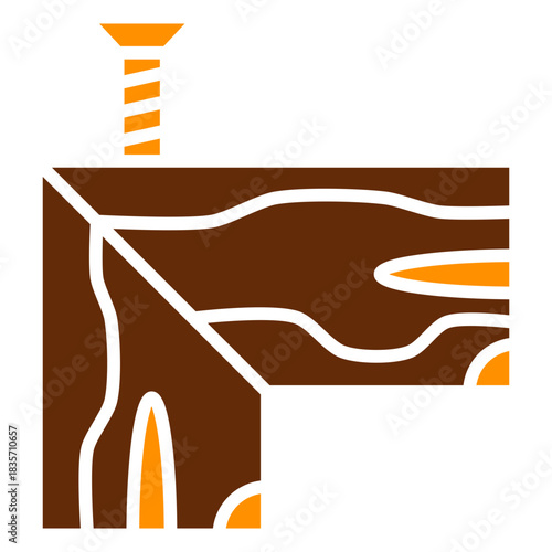 Screw Dual Tone Color Icon, Mini Illustration Relate To Carpentry, Wood Industry. Use For Modern Concept, Ui, Ux Web And App Development.