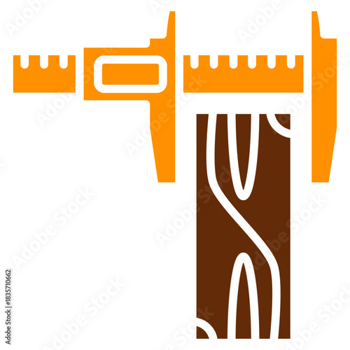 Measure Dual Tone Color Icon, Mini Illustration Relate To Carpentry, Wood Industry. Use For Modern Concept, Ui, Ux Web And App Development.
