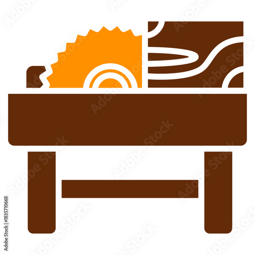 Circular Saw Dual Tone Color Icon, Mini Illustration Relate To Carpentry, Wood Industry. Use For Modern Concept, Ui, Ux Web And App Development.
