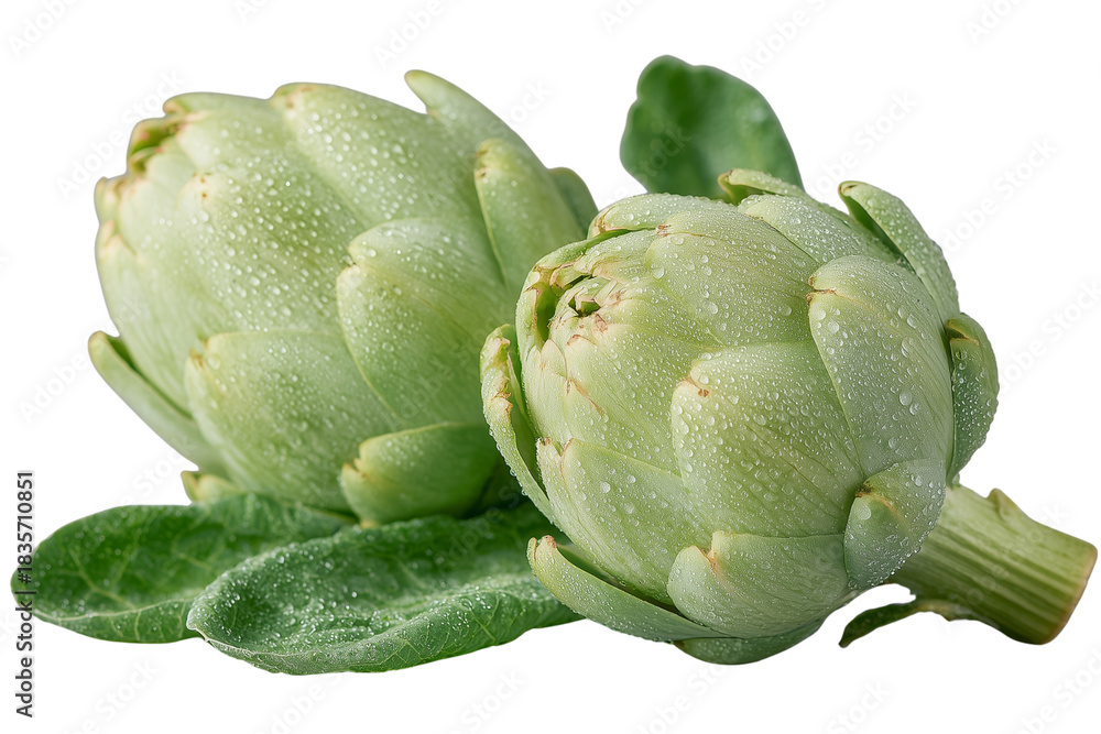 Fototapeta premium Fresh Artichokes Isolated on Transparent Background