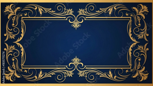 Floral golden ornate frame created with generated ai