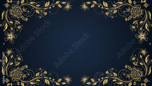 Floral golden frame art created with generated ai