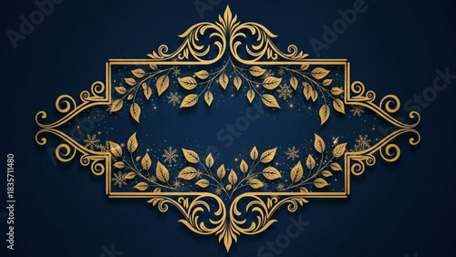 Golden floral frame art created with generated ai
