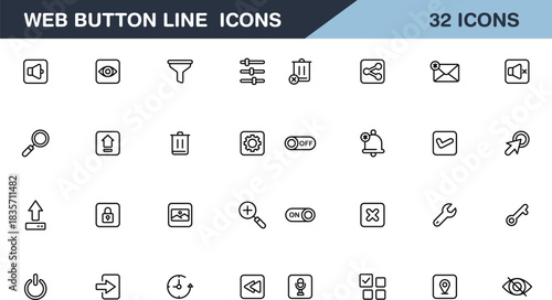 App Interfaces, Contact and Web icons set. Business contact us icons. Communication isolated symbols. Phone, email, website and address. Editable stroke line icons. Vector illustration