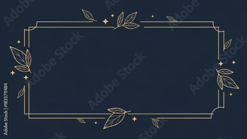 Golden leaves frame art created with generated ai