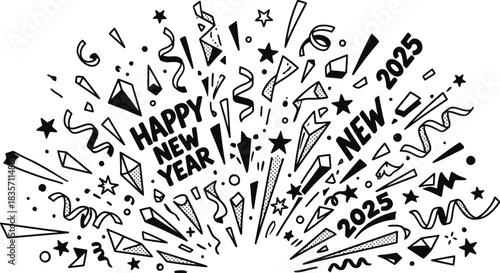 Confetti Explosion New Year Vector on white background