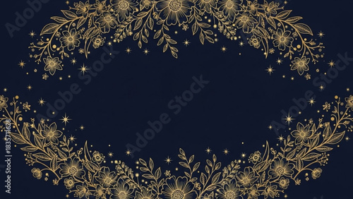 Floral golden frame design created with generated ai