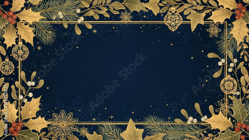 Holiday golden frame art created with generated ai