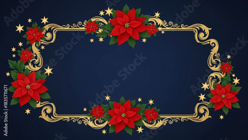 Floral frame with stars created with generated ai