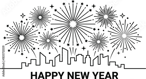 Fireworks display vector illustration for New Year's Eve