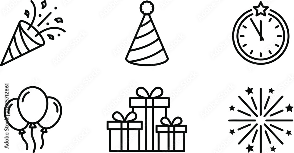 Fototapeta premium New Year Celebration Line Art Vector Design