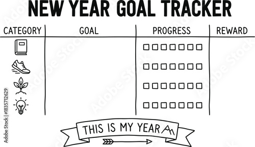 New Year Goal Tracker Template for Personal Planning