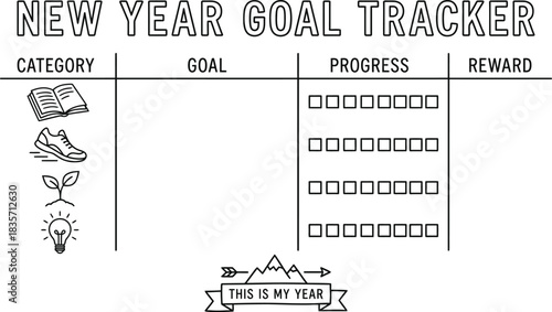 New Year Goal Tracker Template for Personal Planning