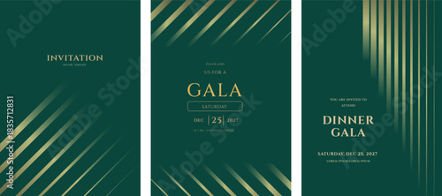 Elegant Green Gold Gala Invitation Templates 2027