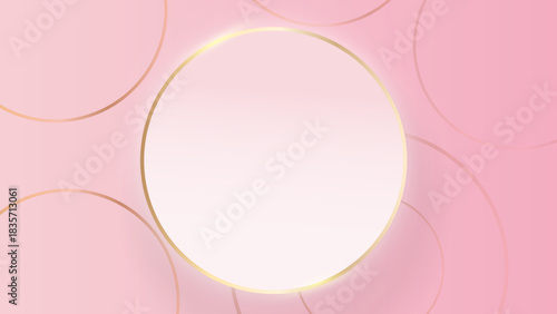 Pink gradient background  Gold circle frame elegant design