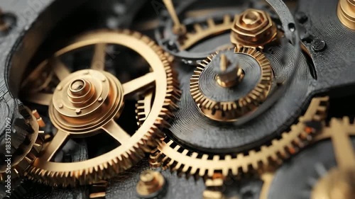 Close-up view of a vintage clock and watch mechanism showing metal gears and precise mechanical details