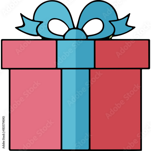 A Pink Gift Box Wrapped With A Blue Ribbon And A Bow On A Black Background Celebration Surprise Present Holiday Event Occasion