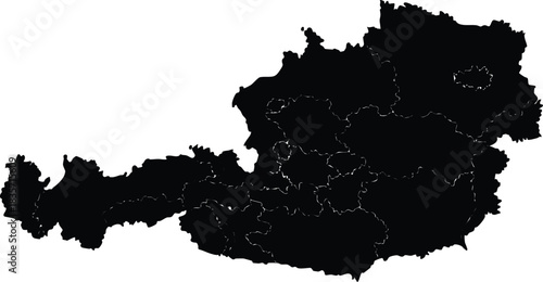 Black silhouette map of Austria vector illustration for infographic and travel design isolated on white background