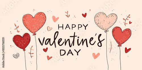 Valentine Hearts Doodle Background