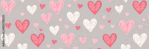 Banner image illustration. Hearts on a grey background.