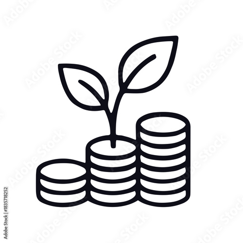 Profitable Business line icon black and white vector design 